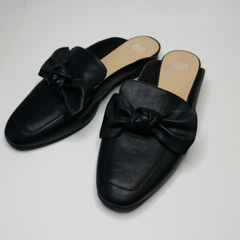 BP Black Mules with Bow Detail